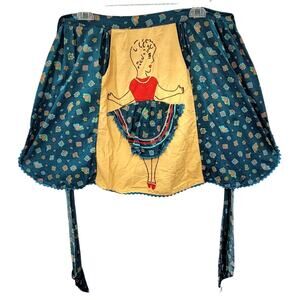 Vintage Peekaboo Lady Handmade Apron with Pockets Retro Cottagecore Style